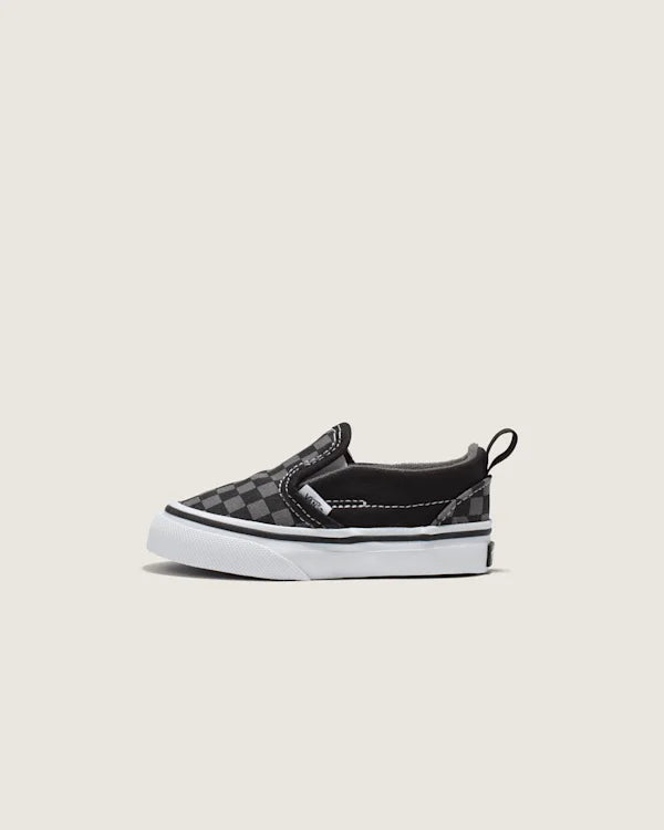 Toddler Classic Slip-On V Checkerboard Shoe - Checkerboard Black / Pewter Grey