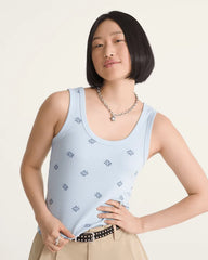 Lilly Printed Tank - Soft Slate Blue