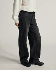 Sirelle 5 Pocket Denim Puddle Pants - Black