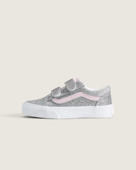 Little Kids Old Skool V Shoe - Glitter Silver / Pale Petal