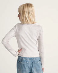 Kids Teri Confetti Rib Long Sleeve Shirt - Marshmallow White