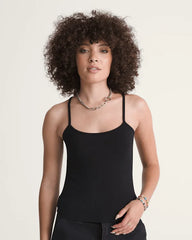 Cross Back Tank Top - Black