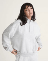 Script Logo Mock Neck Sweatshirt - White Heather