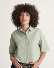 Crop Shirt - Soft Sage Green