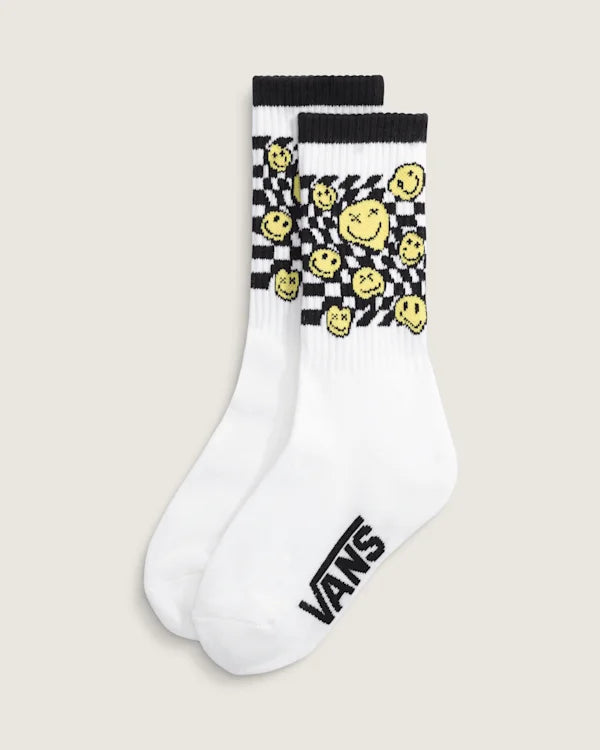 Kids Ticker Checkerboard Crew Socks - White