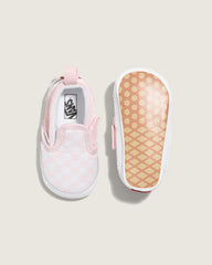 Infant Slip-On V Crib Checkerboard Shoe - Checkerboard Blushing Bride Pink / True White
