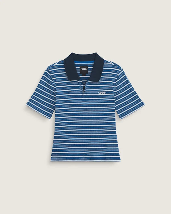 Priscilla Stripe Polo Shirt - Classic Blue