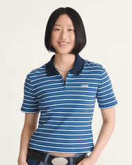 Priscilla Stripe Polo Shirt - Classic Blue