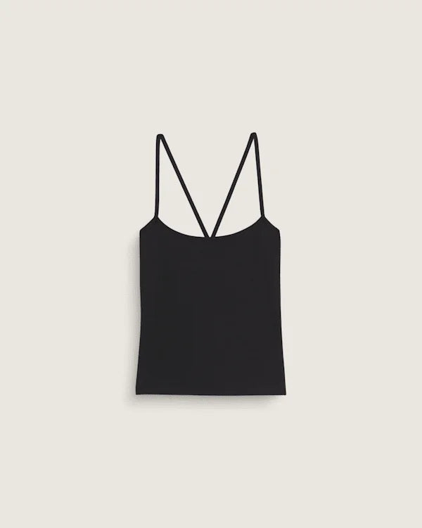 Cross Back Tank Top - Black