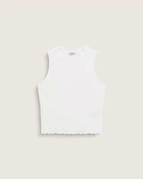 Mock Neck Tank Top - White