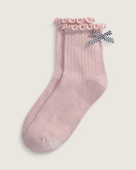 Bow Back Crew Socks - Sepia Rose Pink