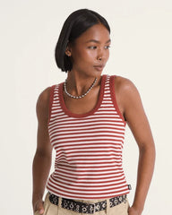Lilly Stripe Tank - Poppy Ember Red