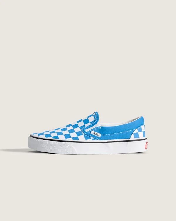 Big Kids Classic Slip-On Checkerboard Shoe - Checkerboard Bright Azure Blue