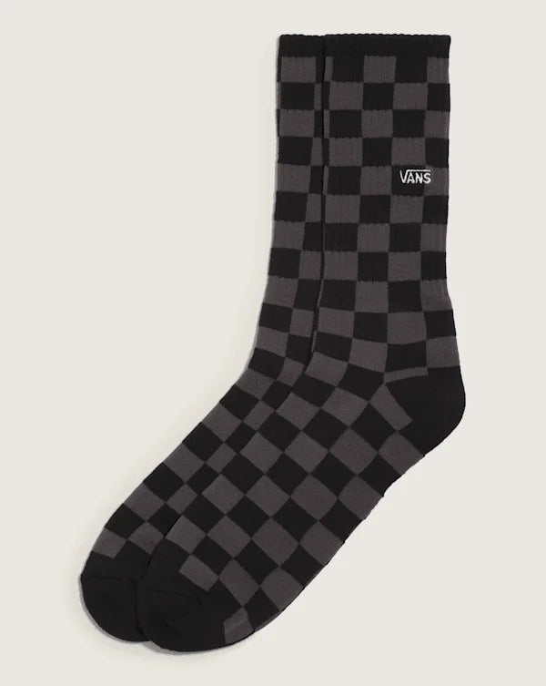 Checkerboard Crew Socks - Charcoal Black