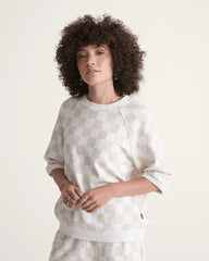 Classmate Check Sweatshirt - Egret White