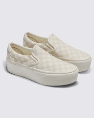 Classic Slip-On Platform Checkerboard Shoe - Checkerboard Marshmallow White / Turtledove White