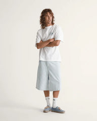 Check-5 Baggy Denim Shorts - Ice Stripe Blue