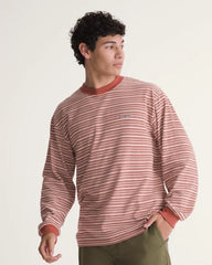 Wesley Stripe Long Sleeve Knit Shirt - Light Bronze Brown