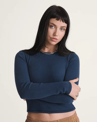 Waffle Long Sleeve Shirt - Dress Blues