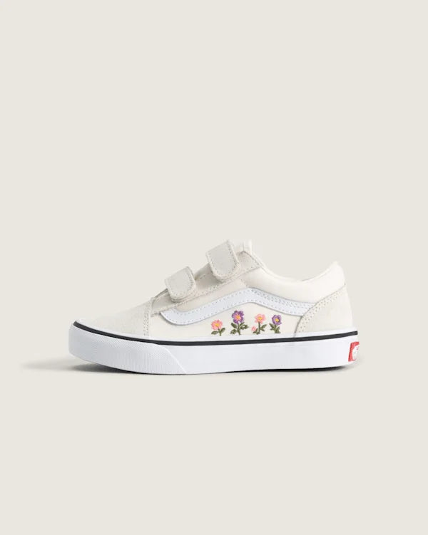 Little Kids Old Skool V Shoe - Floral Embroidery Marshmallow
