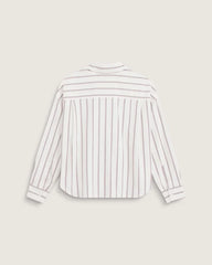 Long Sleeve Boxy Oxford Shirt - Egret White