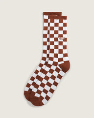 Checkerboard Crew Socks - Rust Bronze Brown