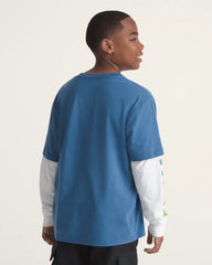 Kids Twofer Long Sleeve Shirt - True Navy Blue