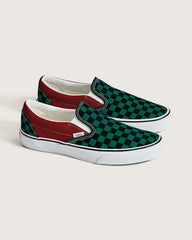 Classic Slip-On Checkerboard Shoe - Checkerboard Green / Red