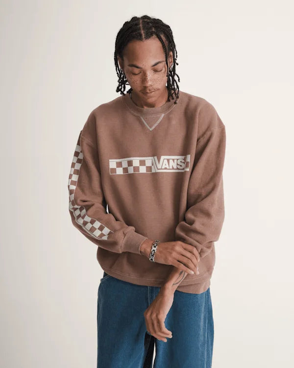 Waffle Shop Checkerboard Vans Style Crew Sweatshirt - Brown