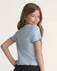 Kids Gabby Knit Shirt - Soft Slate Blue