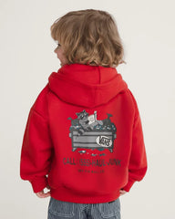Little Kids Dumpster Raccoon Zip Hoodie - Racing Red