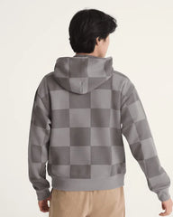 Stretch Logo Checkerboard Pullover Hoodie - Pewter
