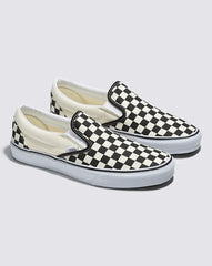 Classic Slip-On Wide Checkerboard Shoe - Checkerboard Black / Classic White