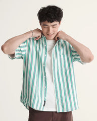 Lawson Stripe Shirt - White / Vivid Verdant Green