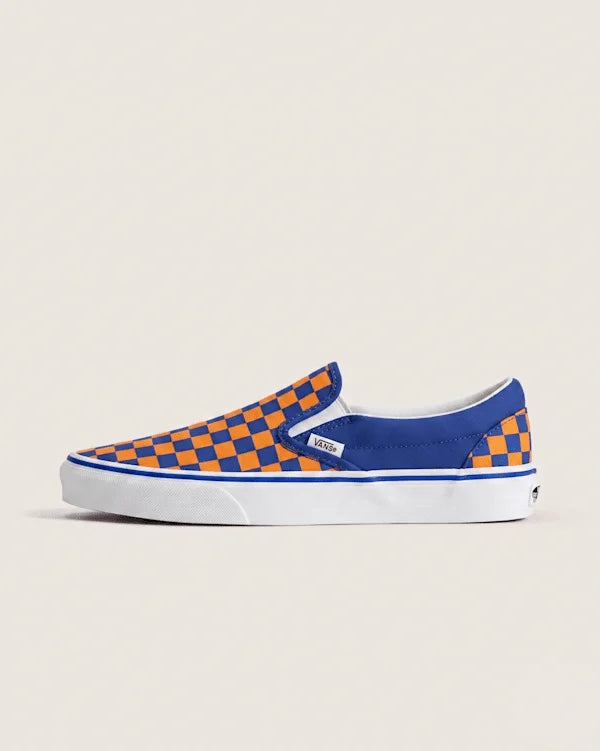 Classic Slip-On Shoe - Checkerboard Blue / Orange