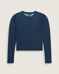 Ludlow Mesh Long Sleeve Top - Parisian Night Blue