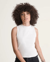 Mock Neck Tank Top - White