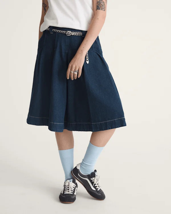 Authentic Chino Denim Skirt - Dark Rinse Blue