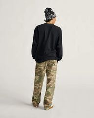 Drill Chore Carpenter Loose Denim Pants - Vintage Camo Black