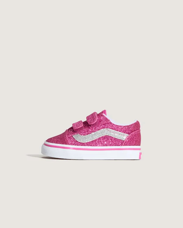 Toddler Old Skool V Shoe - Glitter Raspberry Rose Pink