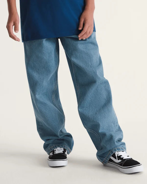 Kids Check-5 Loose Denim Pants - Stonewash Blue