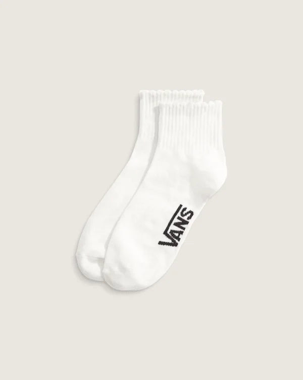Scallop Quarter Crew Socks - Egret White