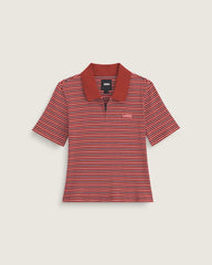 Priscilla Stripe Polo Shirt - Poppy Ember Red
