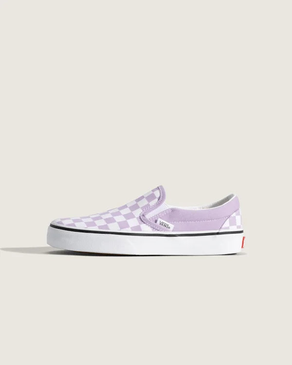 Big Kids Classic Slip-On Checkerboard Shoe - Checkerboard Soft Orchid Purple