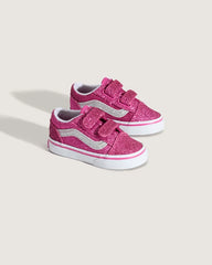 Toddler Old Skool V Shoe - Glitter Raspberry Rose Pink