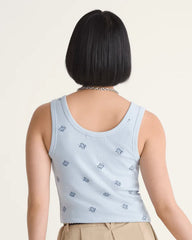 Lilly Printed Tank - Soft Slate Blue