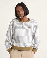 Molly Long Sleeve Henley - Marshmallow White / Cement Heather Grey