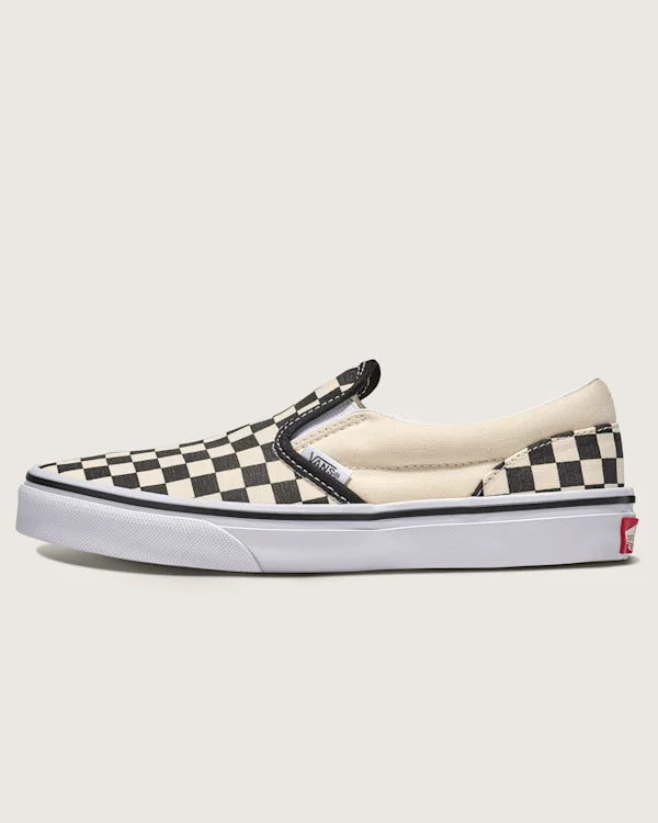 Big Kids Classic Slip-On Shoe - Checkerboard Black / White