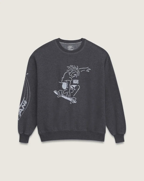 Waffle Shop Skate Crest Crewneck Sweatshirt - Charcoal Grey