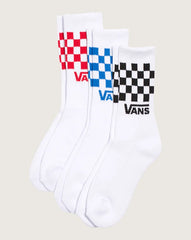 Kids Classic Check Crew Socks - White